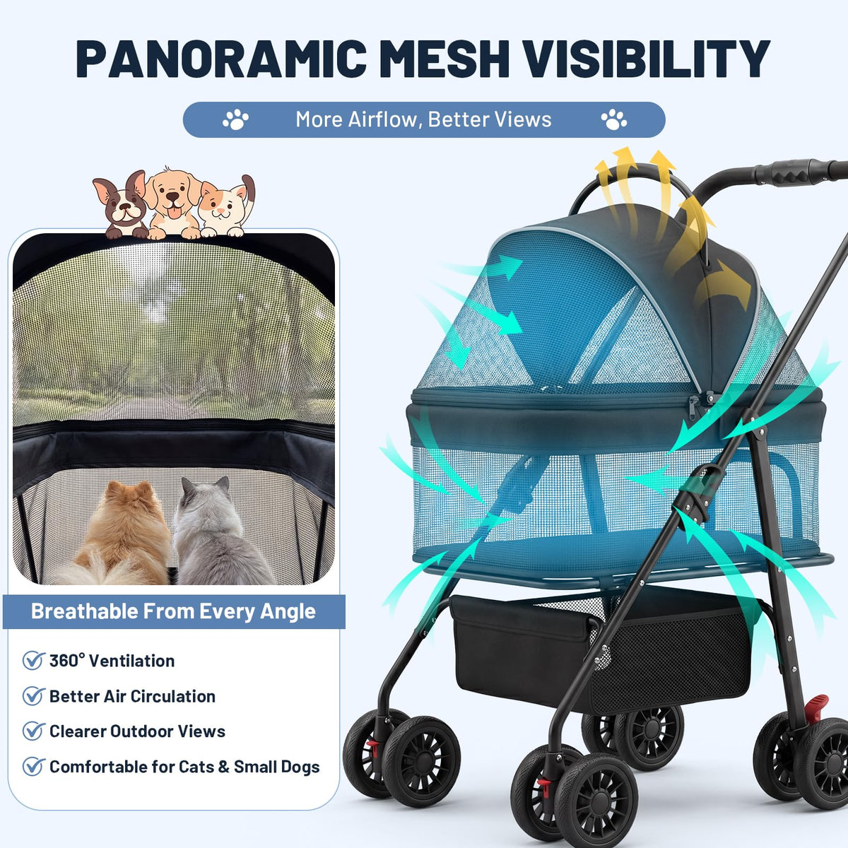 Foldable Pet Stroller with Detachable Carrier G81830