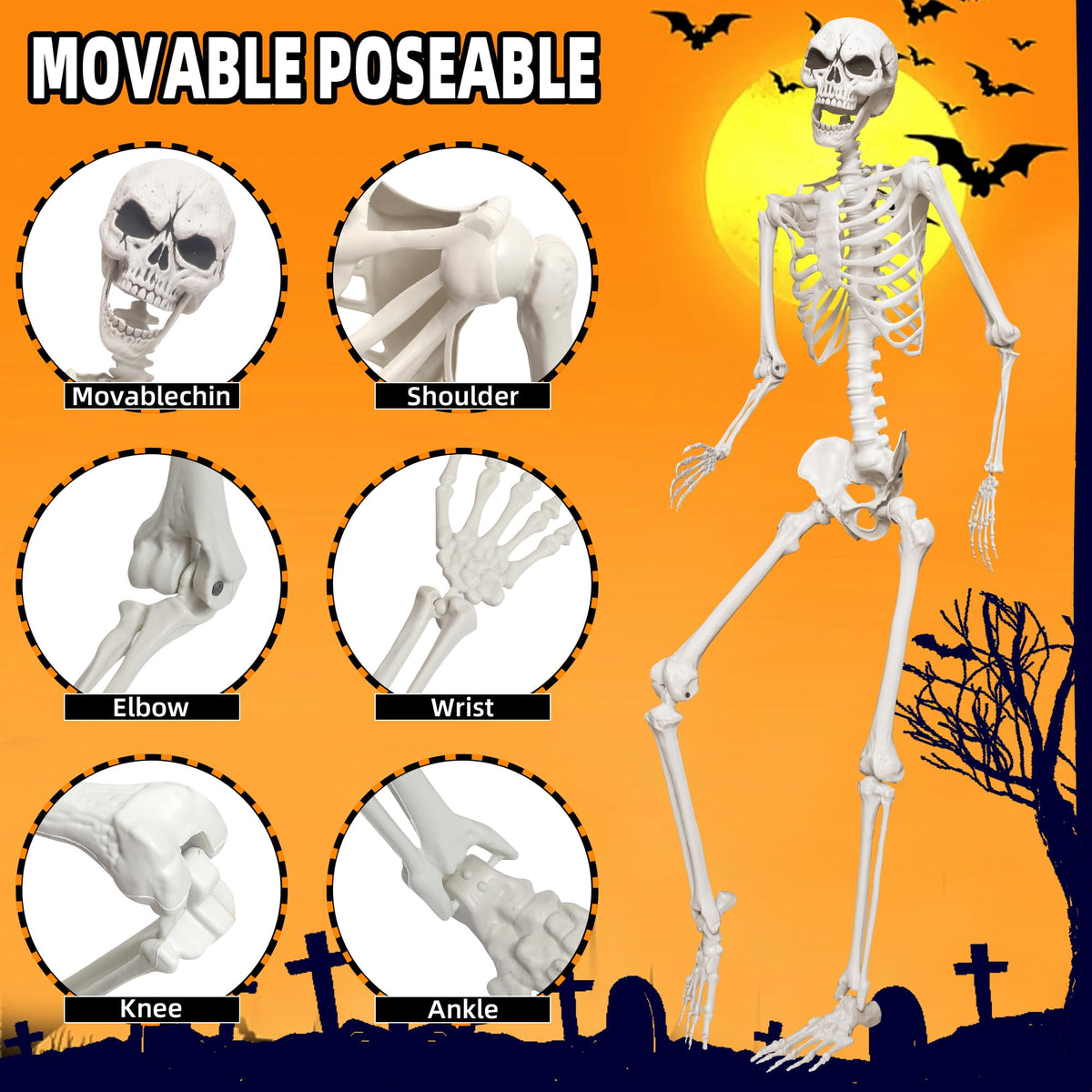 5.4ft Life Size Skeleton with Movable Joints M5292