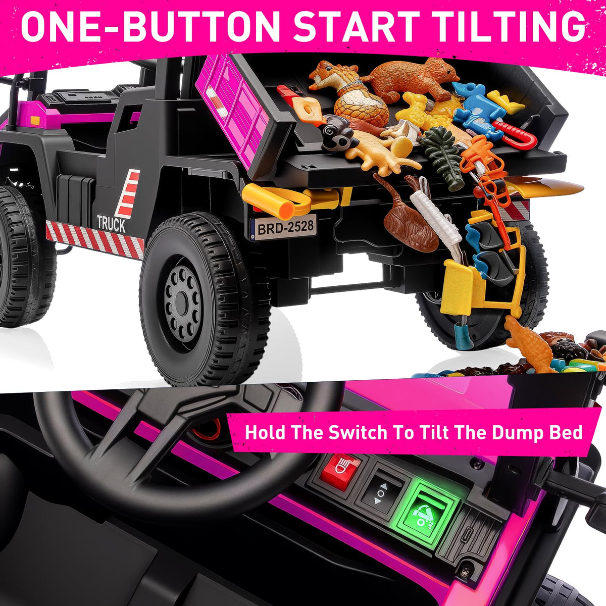 24V Kids Ride On Dump Truck Car with Electric Dump Bed and Remote Control E254