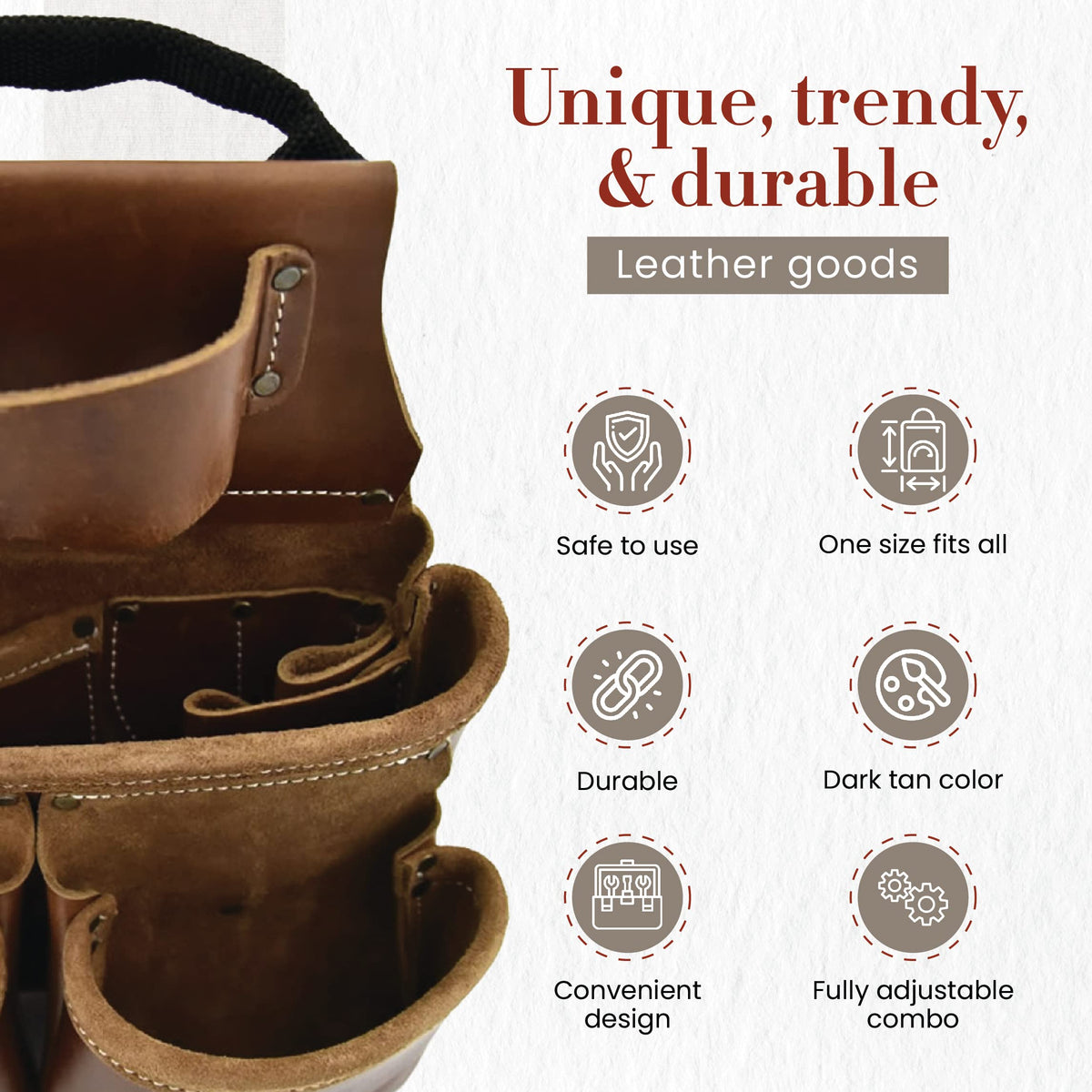 Leather 4 Piece Tool Belt Set with 17 Pockets K986411