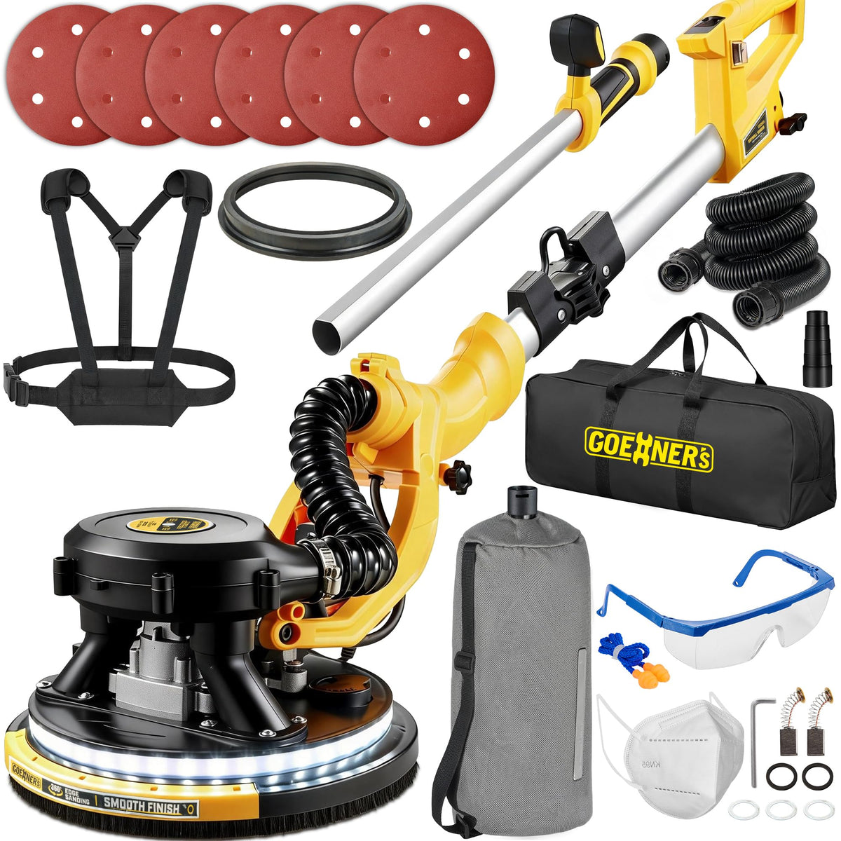 950W Electric Drywall Sander with Vacuum Dust Collector J3894