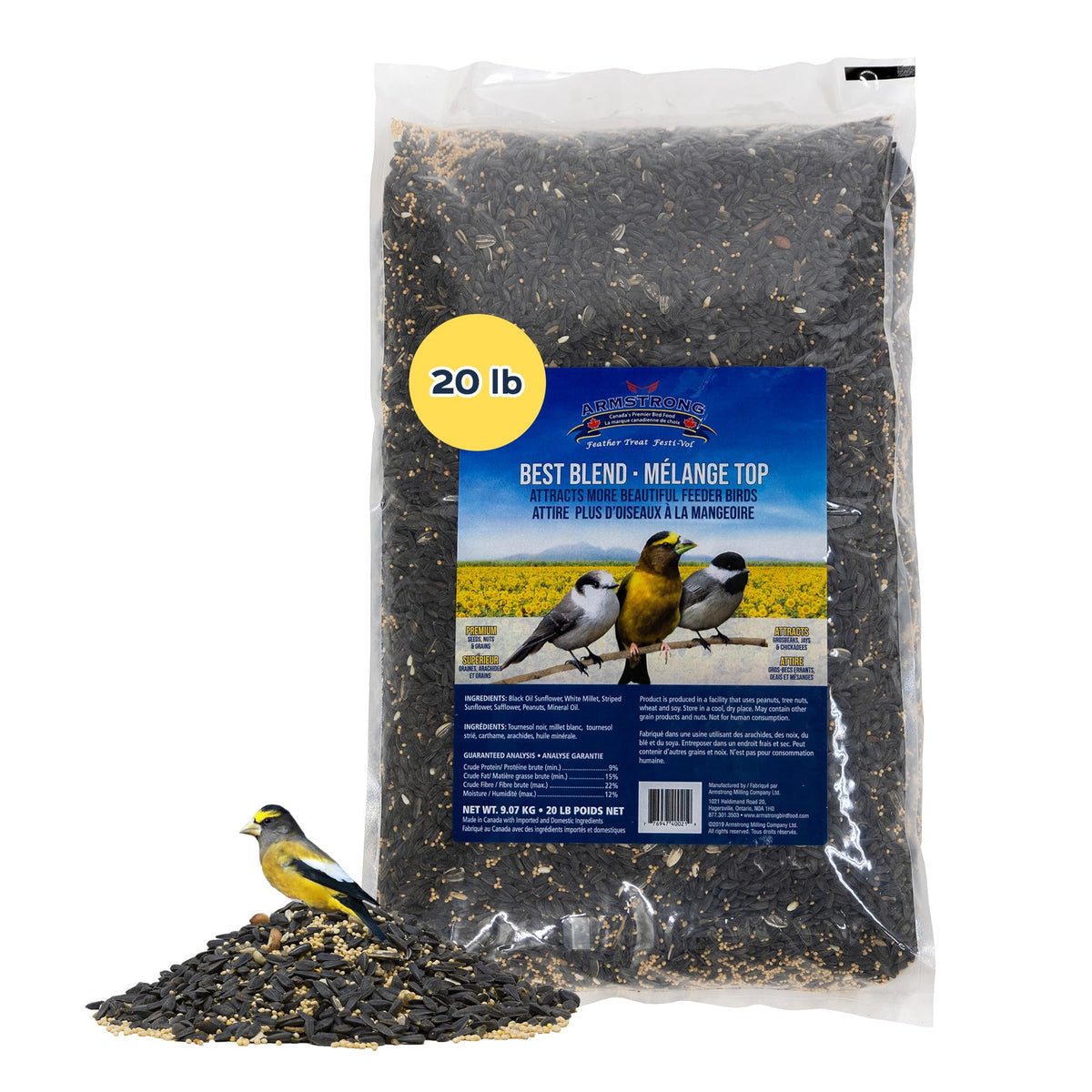 20 Pounds Black Oil Sunflower White Millet Safflower Peanuts Wild Bird Food F86879