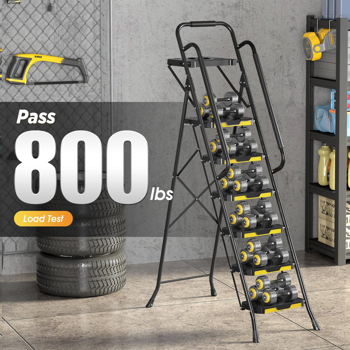 Steel Step Ladder with Handrail G340516