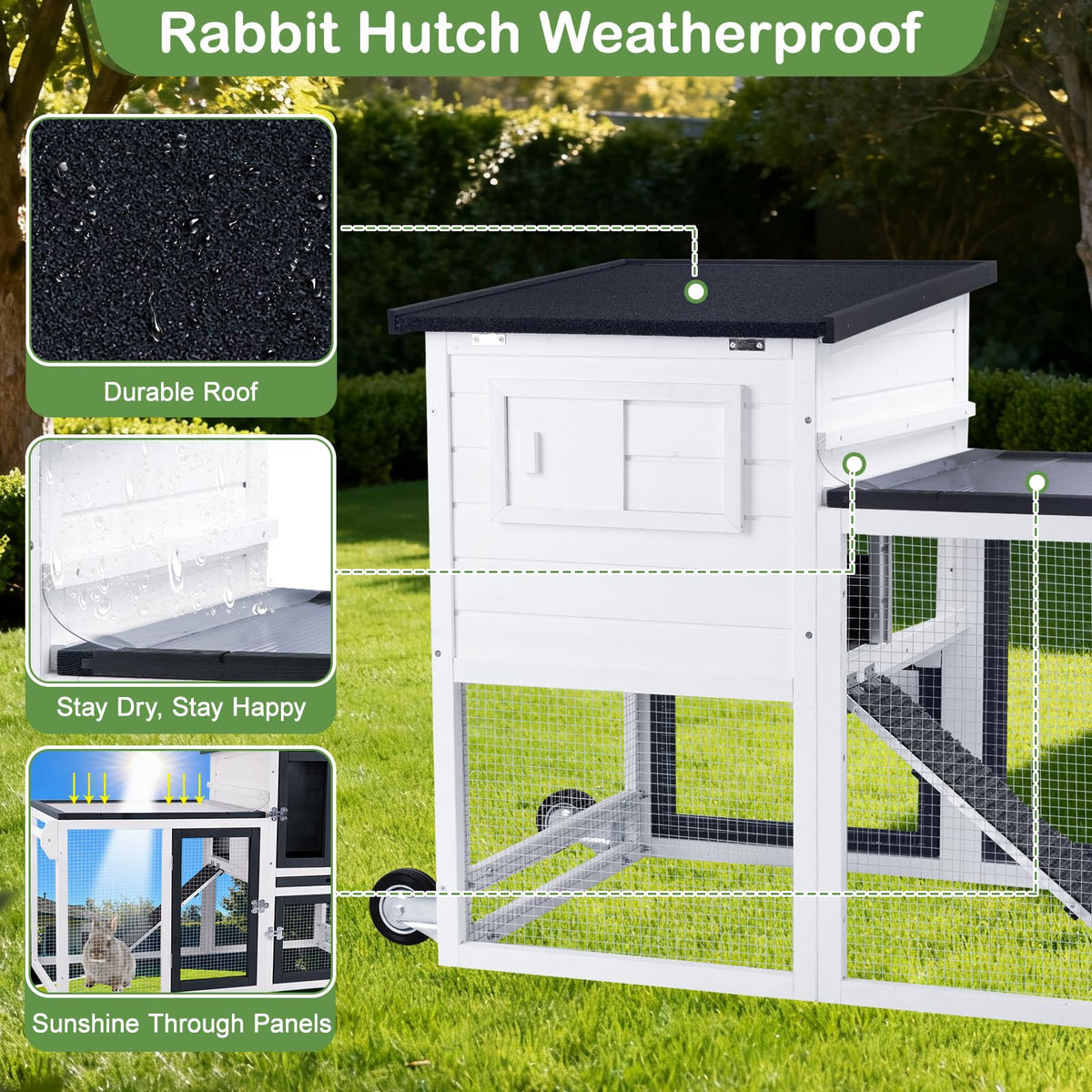 2-Story Rabbit Hutch with Pull-Out Tray & Wheels L67681