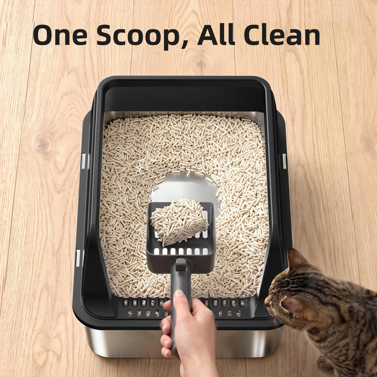 Stainless Steel High Sided Litter Box with Lid K764