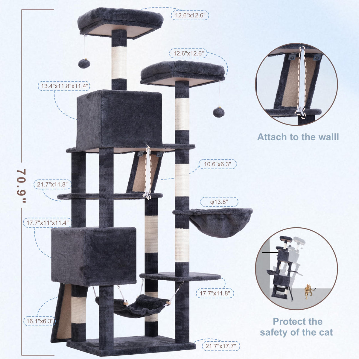 71'' Cat Tree with Scratching Post V83003