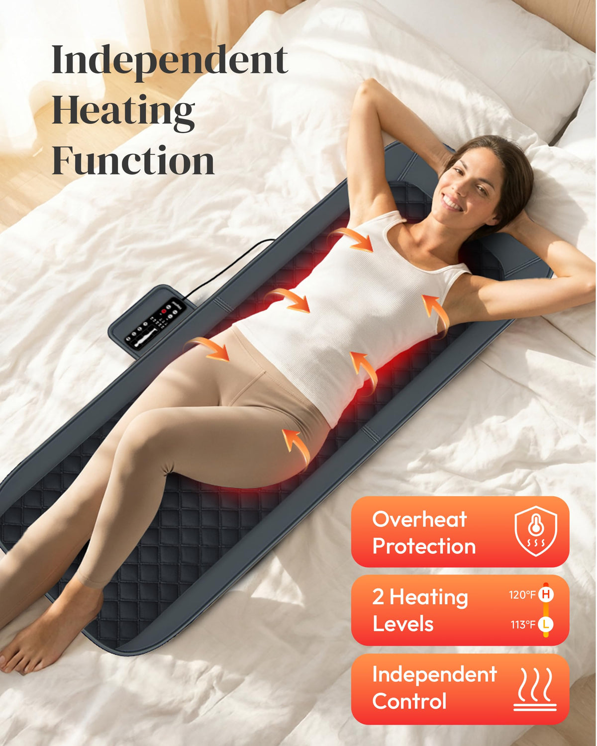 Full Body Massage Mat with Heat, 10-Motor Vibration Massage Pad, Foldable Memory Foam M39092