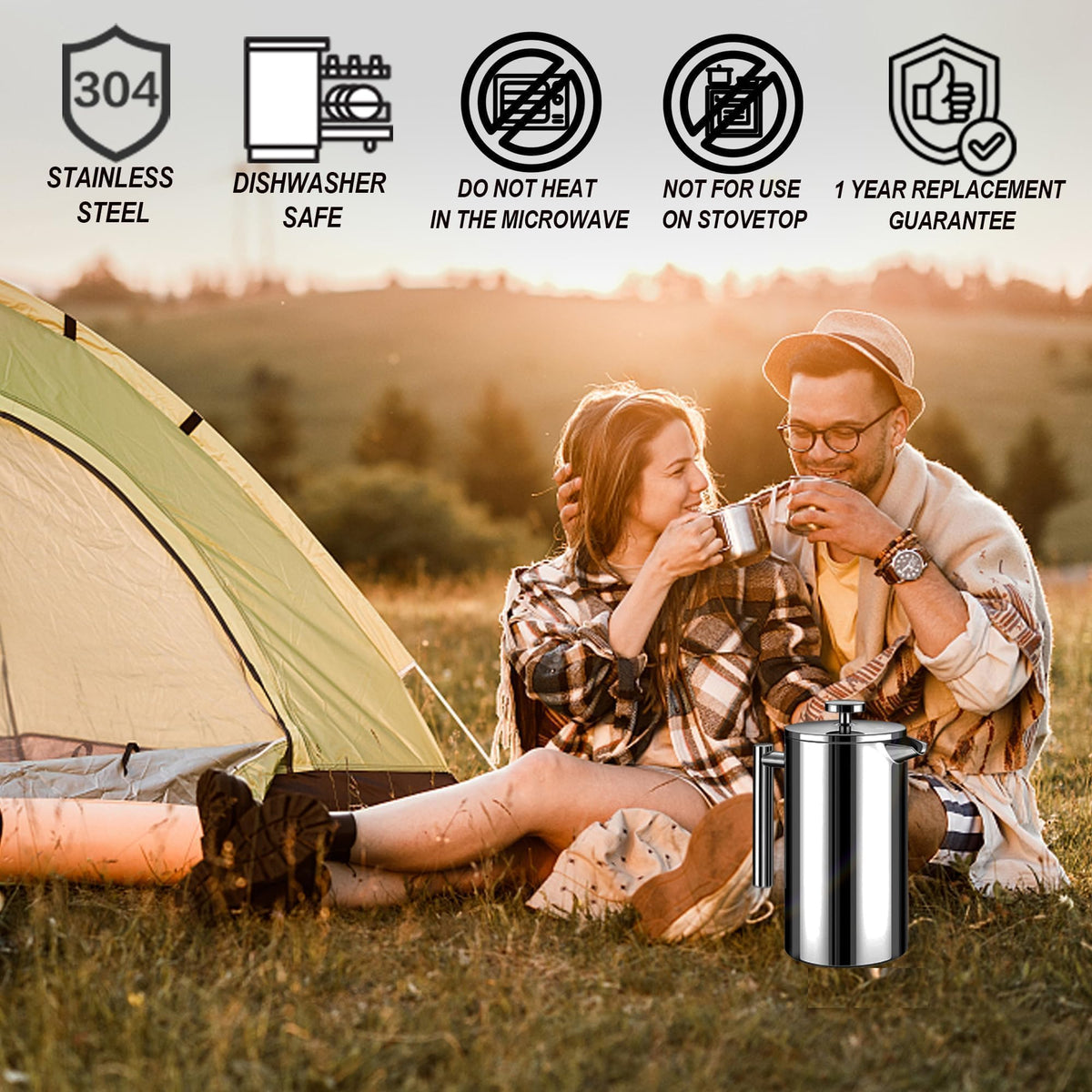 50oz Stainless Steel Double Wall Insulated French Press L945353