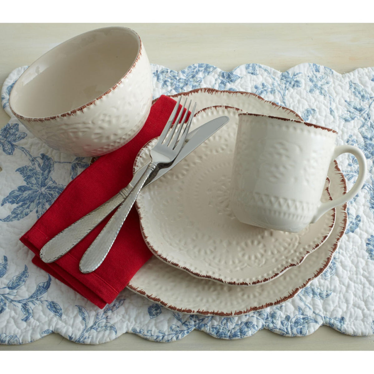 Cream 16-Piece Stoneware Dinnerware Set O150