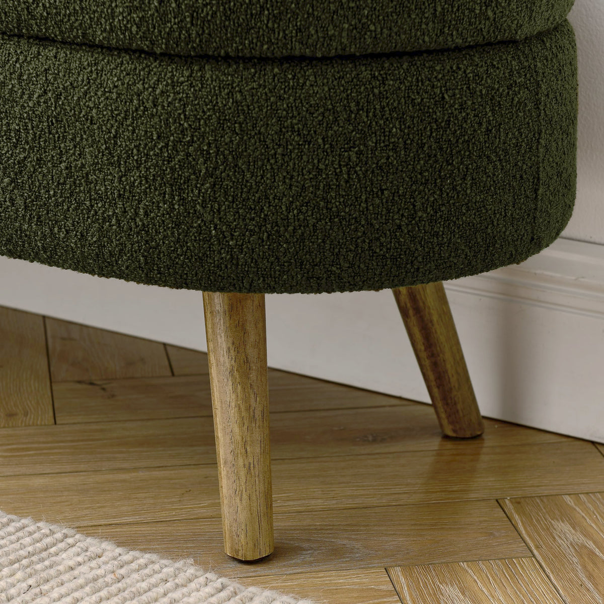 Oval Storage Bench with Rubber Wood Legs, Green V1298
