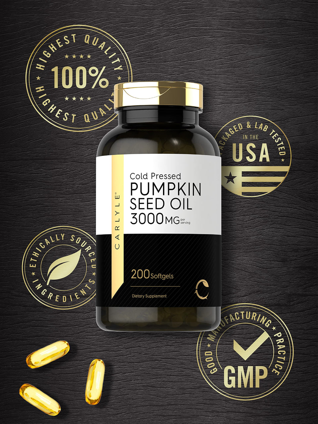 Pumpkin Seed Oil 3000mg 200 Softgels Y87212
