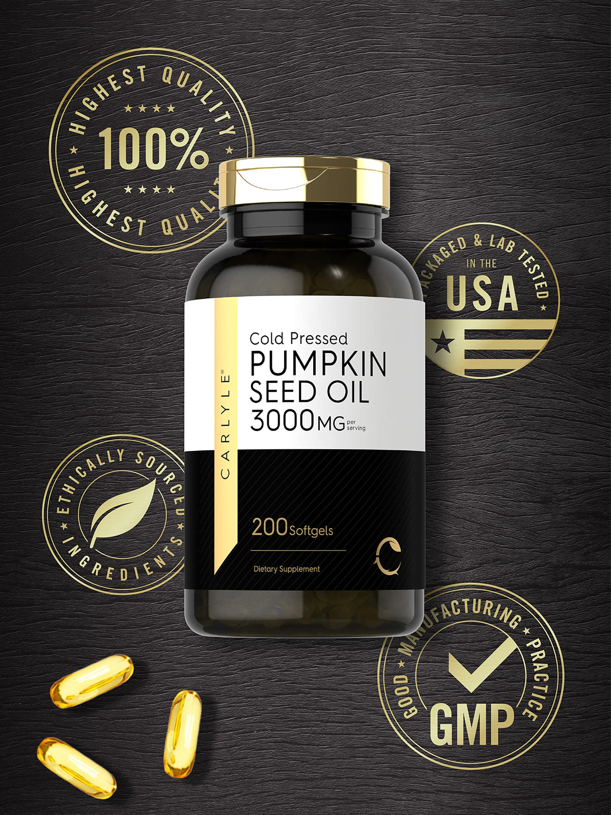 Pumpkin Seed Oil 3000mg 200 Softgels Y87212