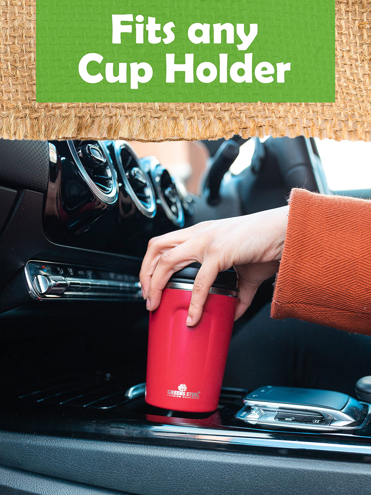 16 oz Black Stainless Steel Insulated Coffee Cup with Lid and Handle N217583