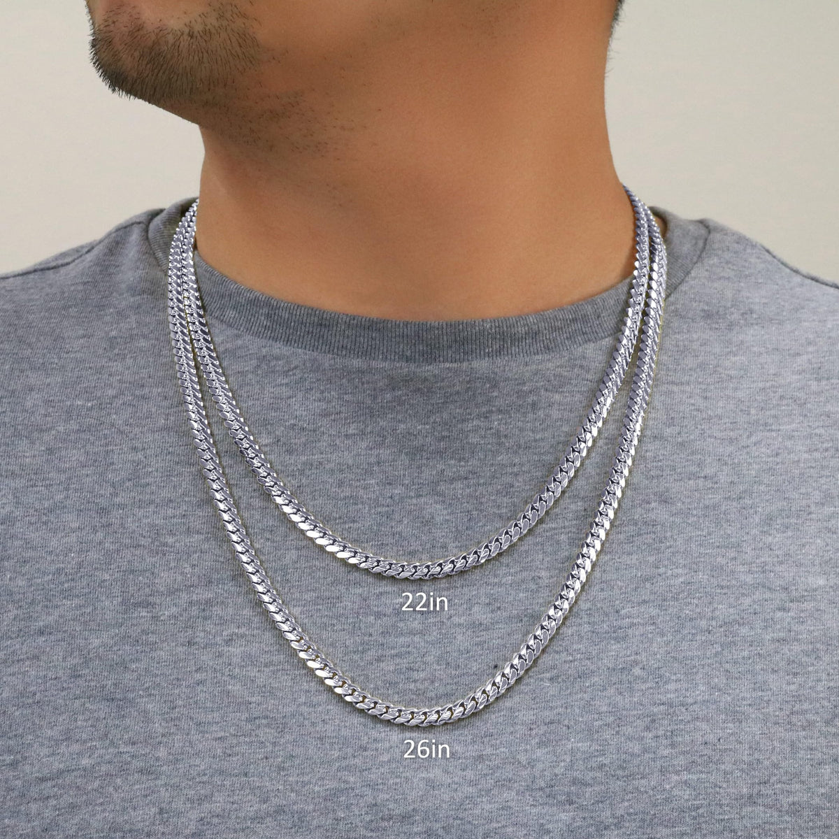 14K White Gold Cuban Link Chain Necklace E1143