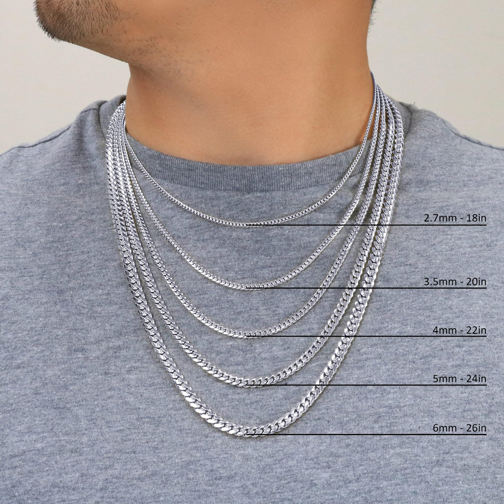 14K White Gold Cuban Link Chain Necklace E1143