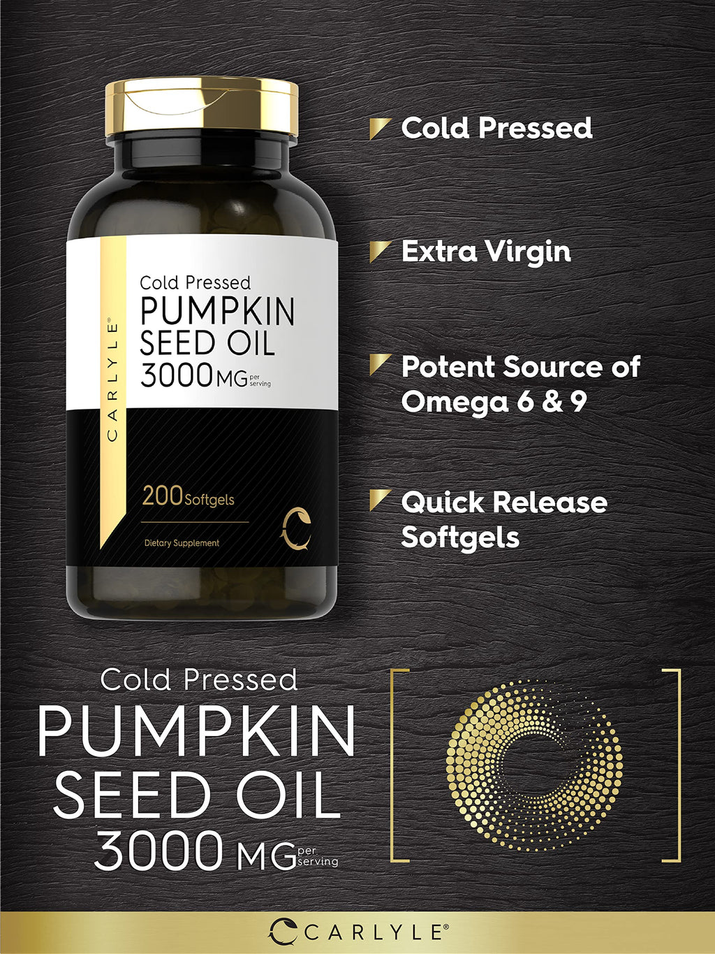 Pumpkin Seed Oil 3000mg 200 Softgels Y87212
