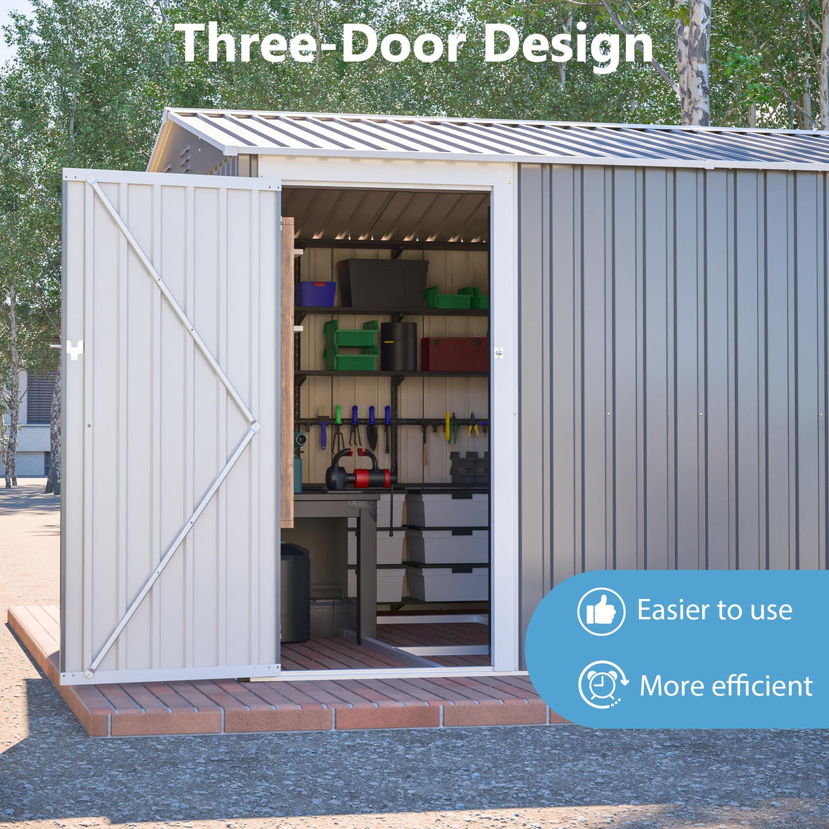 10x14 FT Light Gray Metal Storage Shed A256126