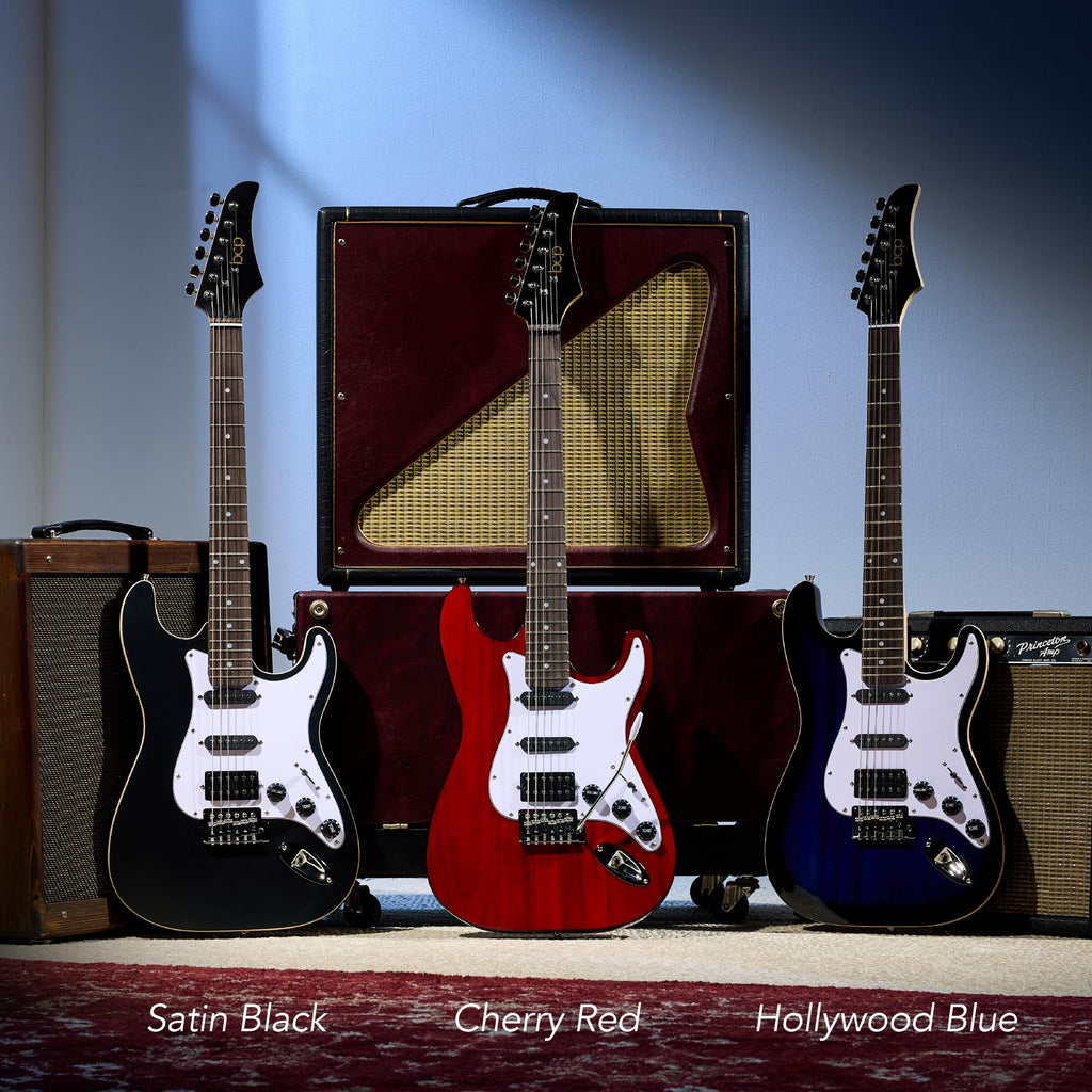 Cherry Red White Electric Guitar Kit with Headphone Amp C2558