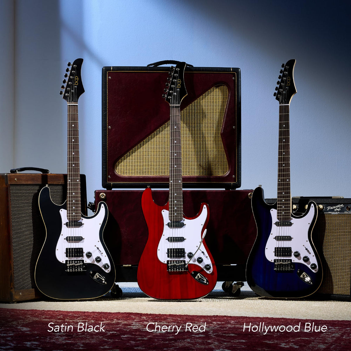 Cherry Red White Electric Guitar Kit with Headphone Amp C2558